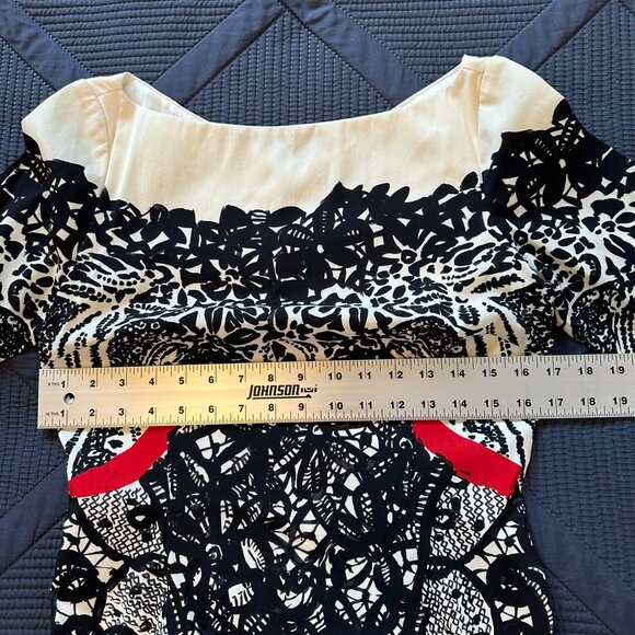 Prabal Gurung Lace Print Fall 2011 dress 6 Sarah Jessica Parker black/cream/red - Picture 15 of 16